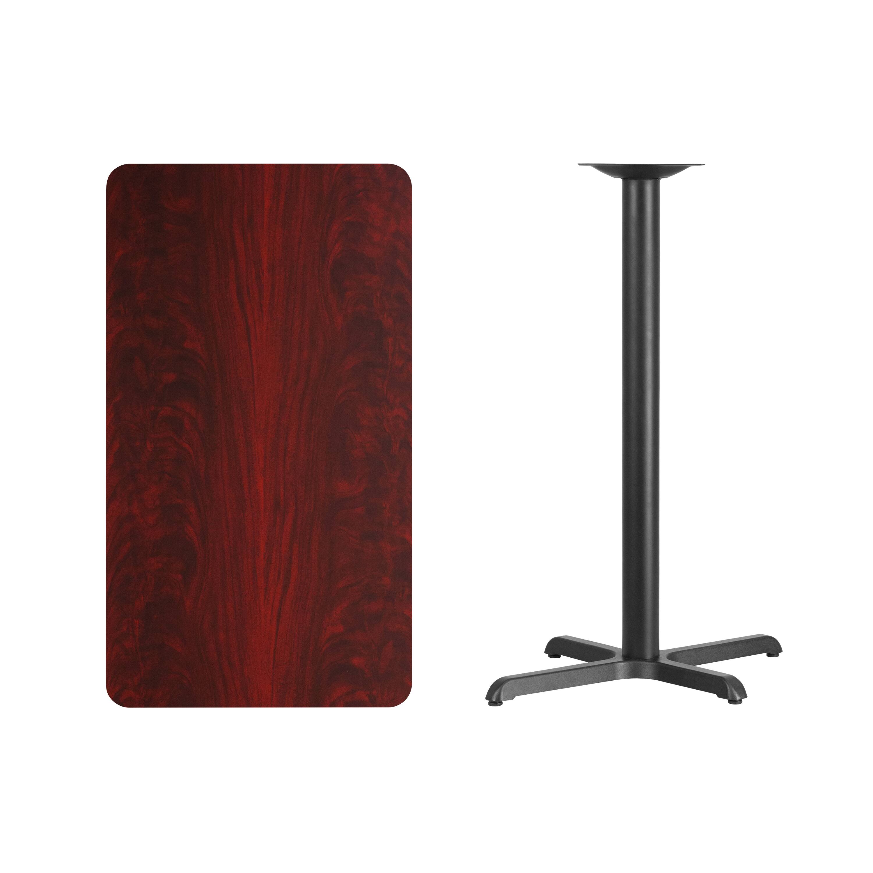 Alt View 2. Emma + Oliver - 24"x42" Rectangular Laminate Bar Table with 23.5"x29.5" Base - Mahogany.