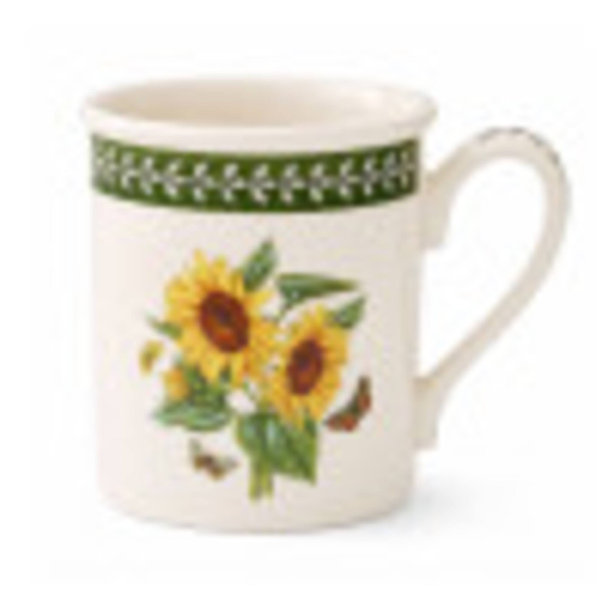 Front. Portmeirion - Portmeirion Botanic Garden Etchings Breakfast Mug, Sunflower - Set of 4 - Multicolored.