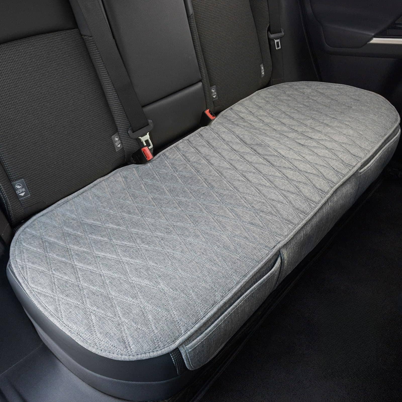 Reds Spade - Universal Faux Linen Rear Car Seat Cover Size M Bench Seats Protector For Cars Truck Suv Bottom Auto - Purple and Black