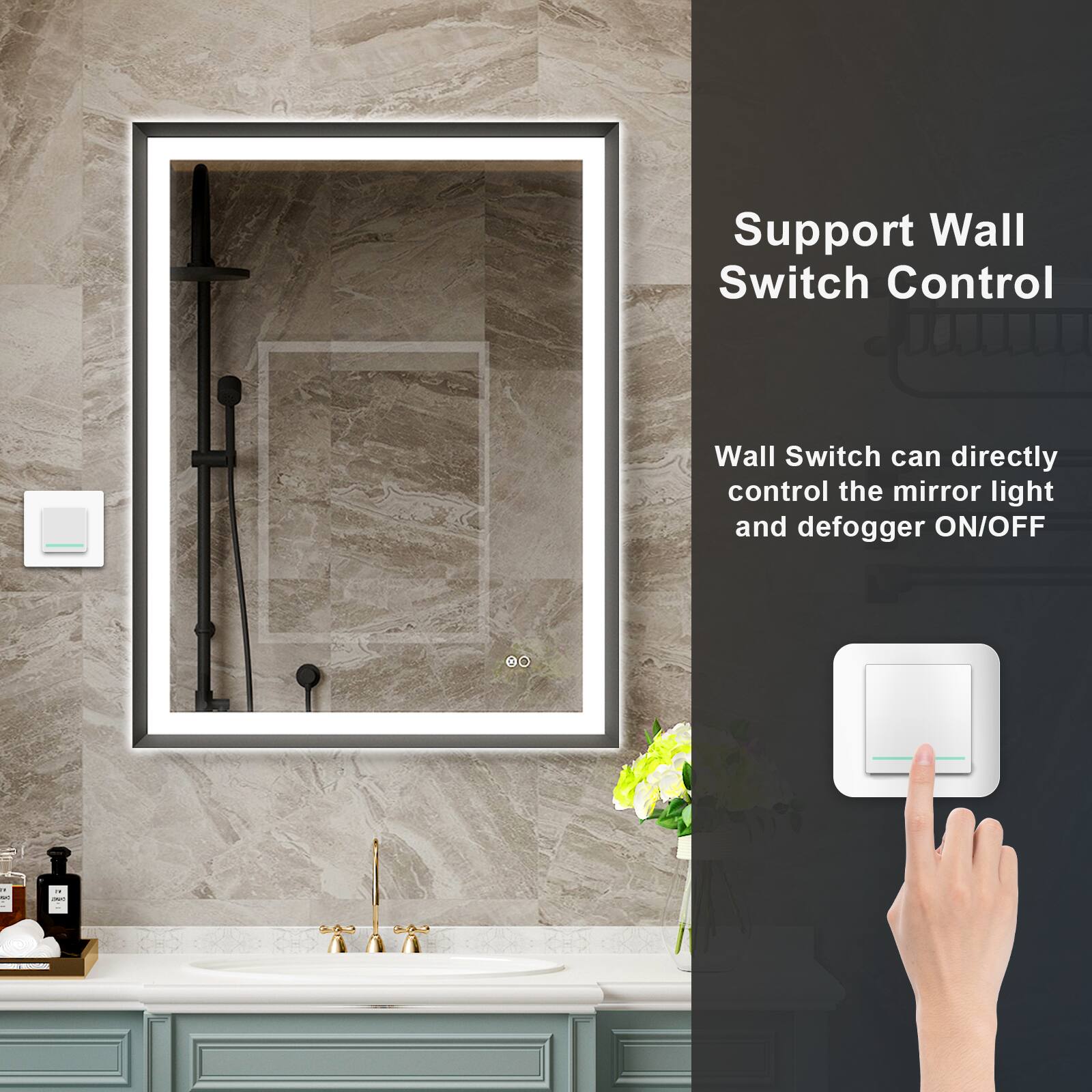 Support Wall Switch Control

Wall Switch can directly control the mirror light and defogger ON/OFF