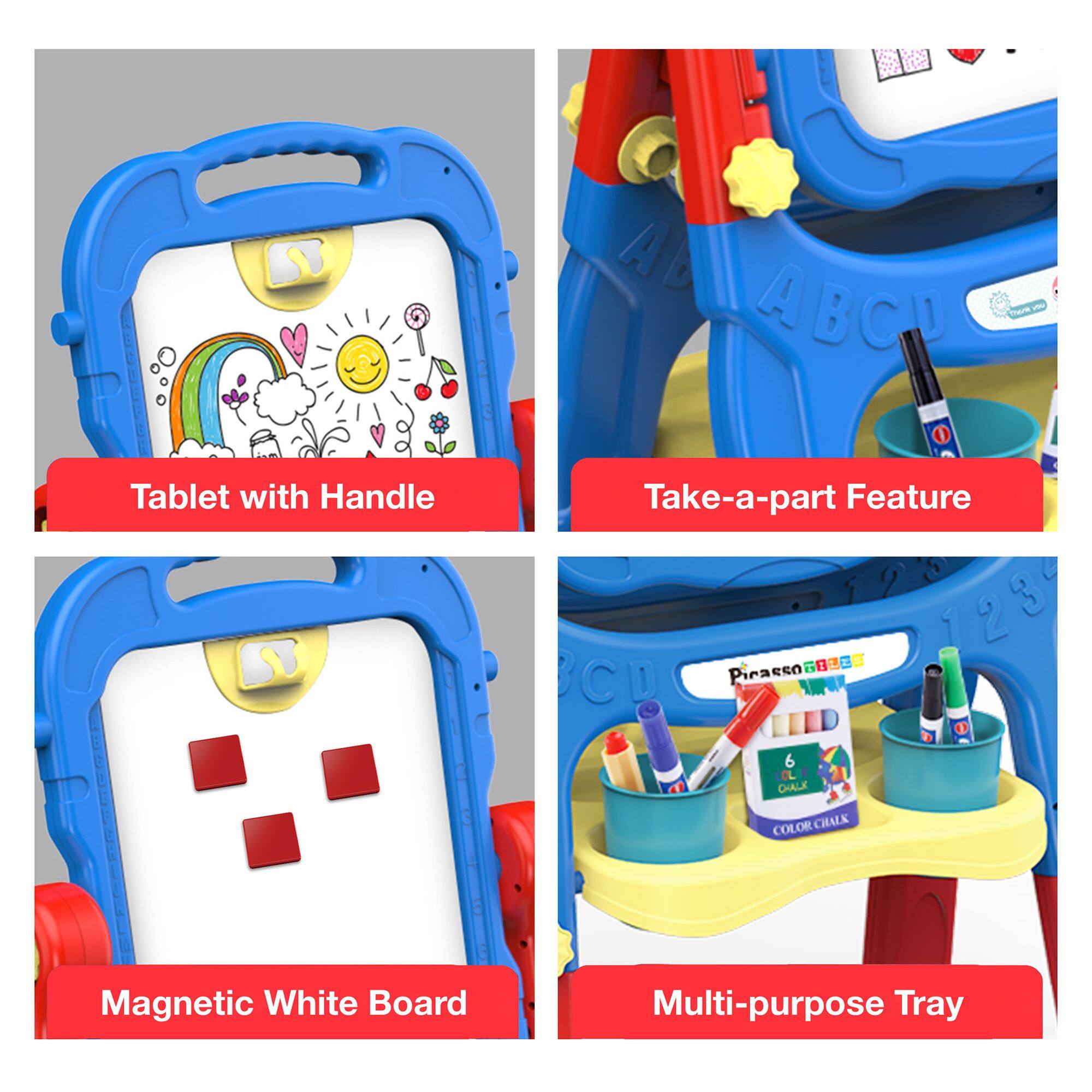 - Tablet with Handle
- Take-a-part Feature
- Magnetic White Board
- Multi-purpose Tray