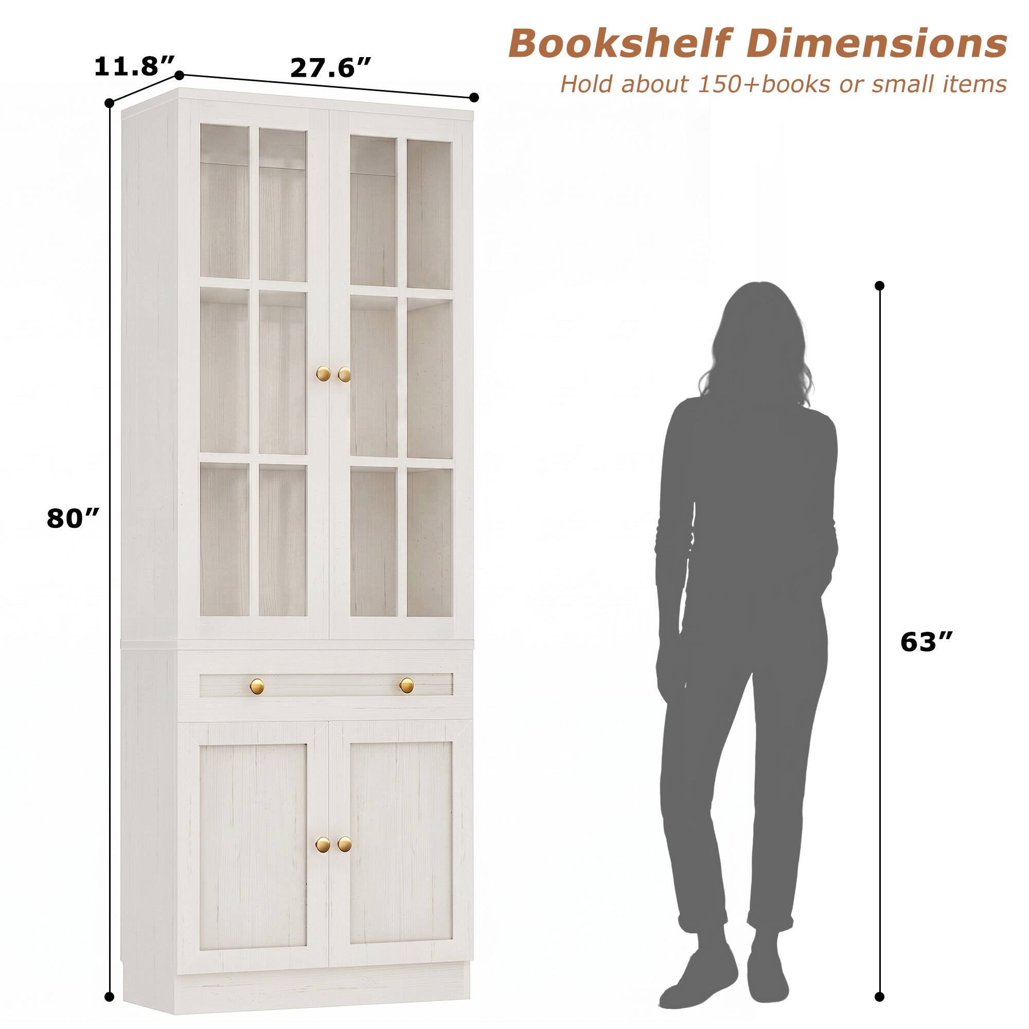 11.8" 27.6" Bookshelf Dimensions Hold about 150+books or small items 80" 63"