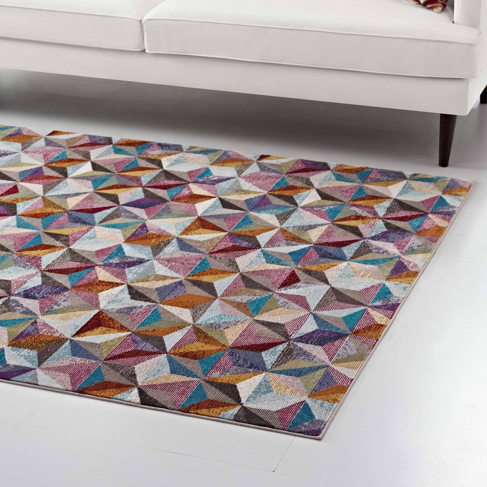 Back. Modway - Arisa Geometric Hexagon Mosaic Area Rug - Multicolored.