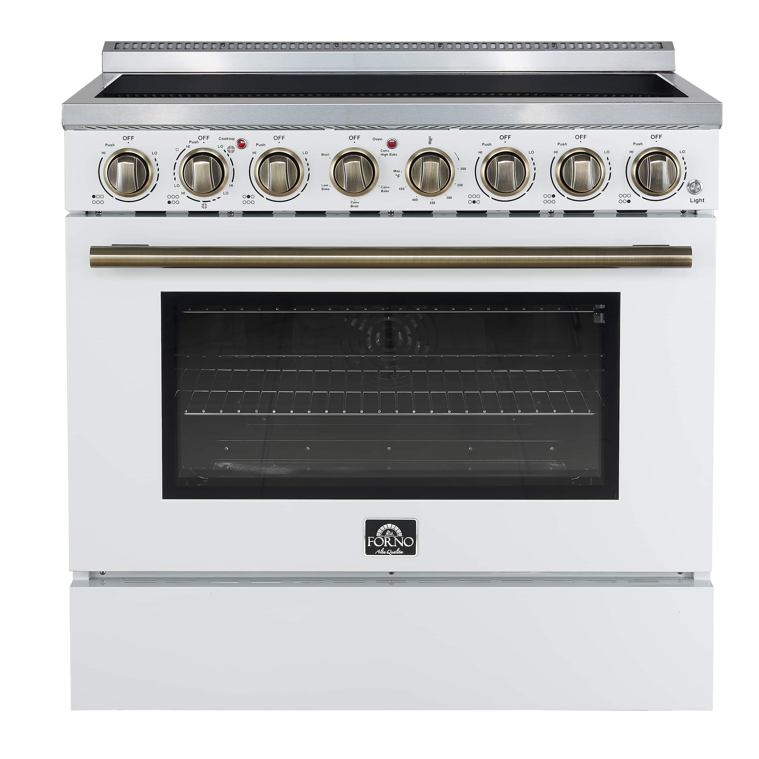 Forno Appliances - Paolo 5.44 Cu. Ft. Freestanding Electric True Convection Range with Warming Zone - White - Front_Zoom
