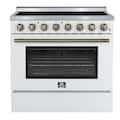 Forno Appliances - 36 in. Wide 6 Elements Paolo 5.44 Cu. Ft. Freestanding Electric True Convection Range with Warming Zone - White
