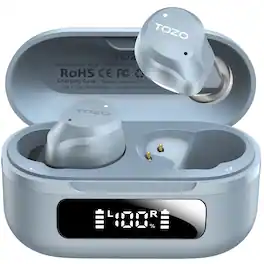 TOZO - NC9 Hybrid Noise Cancelling Earbud, Bluetooth 5.3 Headphone, 60H, 6 Mic ENC Clear Calls, Stereo Deep Bass, Sky Blue - Light Blue