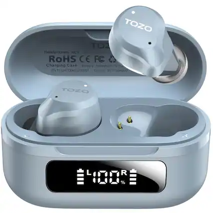 TOZO TOZ Headphones NC9
Battery: 55mAh/3
RoHS CE FC
Charging Case Battery: 500mAh/3.7V/1.8
SN: 11124CDB4G000001
Output: 5V=55mA-2
TOZO R
4100 %