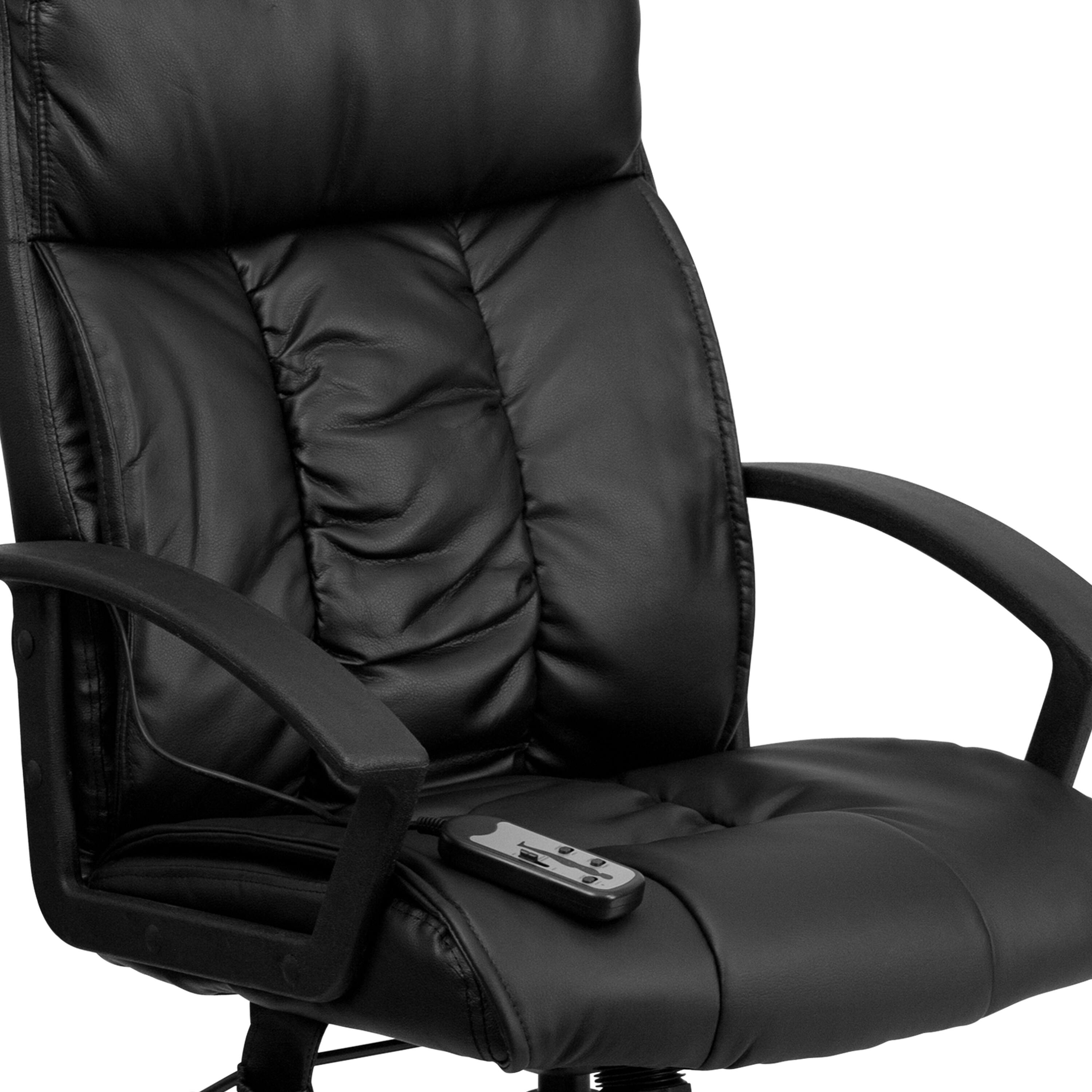 Alt View 8. Emma + Oliver - High Back Massaging LeatherSoft Upholstered Chair with Side Remote Pocket - Black.