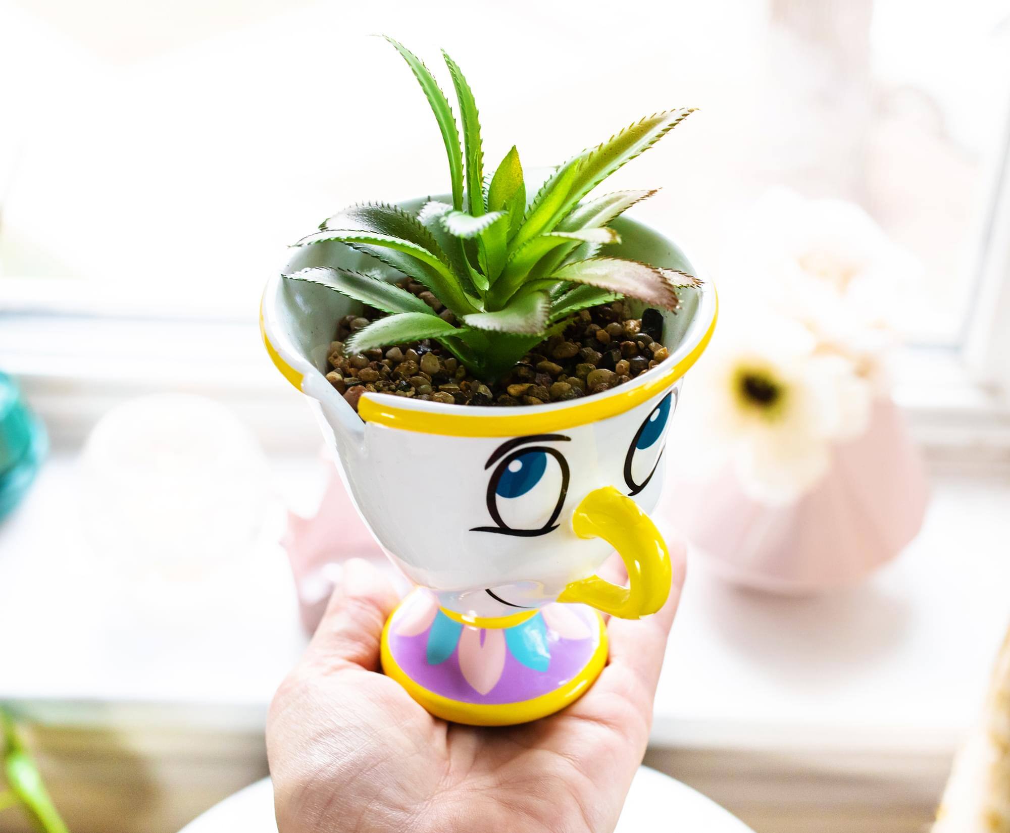 Alt View 2. Disney - Disney Beauty and the Beast Chip 3-Inch Mini Planter with Artificial Succulent - Yellow.