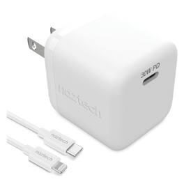 Naztech - 15544 30-watt Power Delivery Wall Charger With 6 Ft. Usb-c To Mfi Lightning Cable - White
