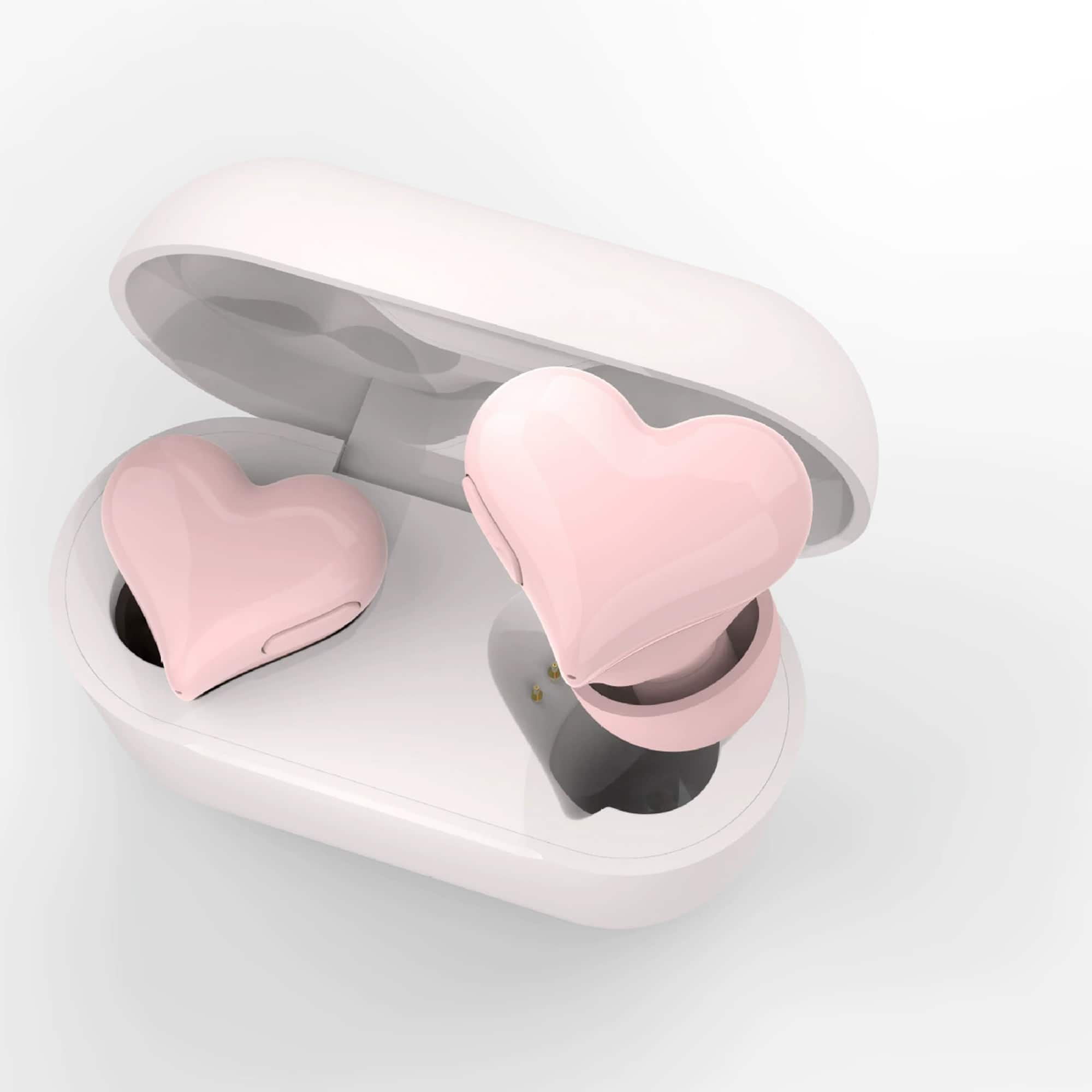 YONWAY - Heart Shaped In-Ear Wireless Bluetooth Earbuds, Stereo Sound Noise Canceling Earphones with Charging Case for Girls