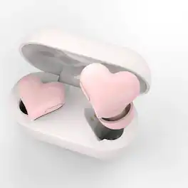 YONWAY - Heart Shaped In-Ear Wireless Bluetooth Earbuds, Stereo Sound Noise Canceling Earphones with Charging Case for Girls