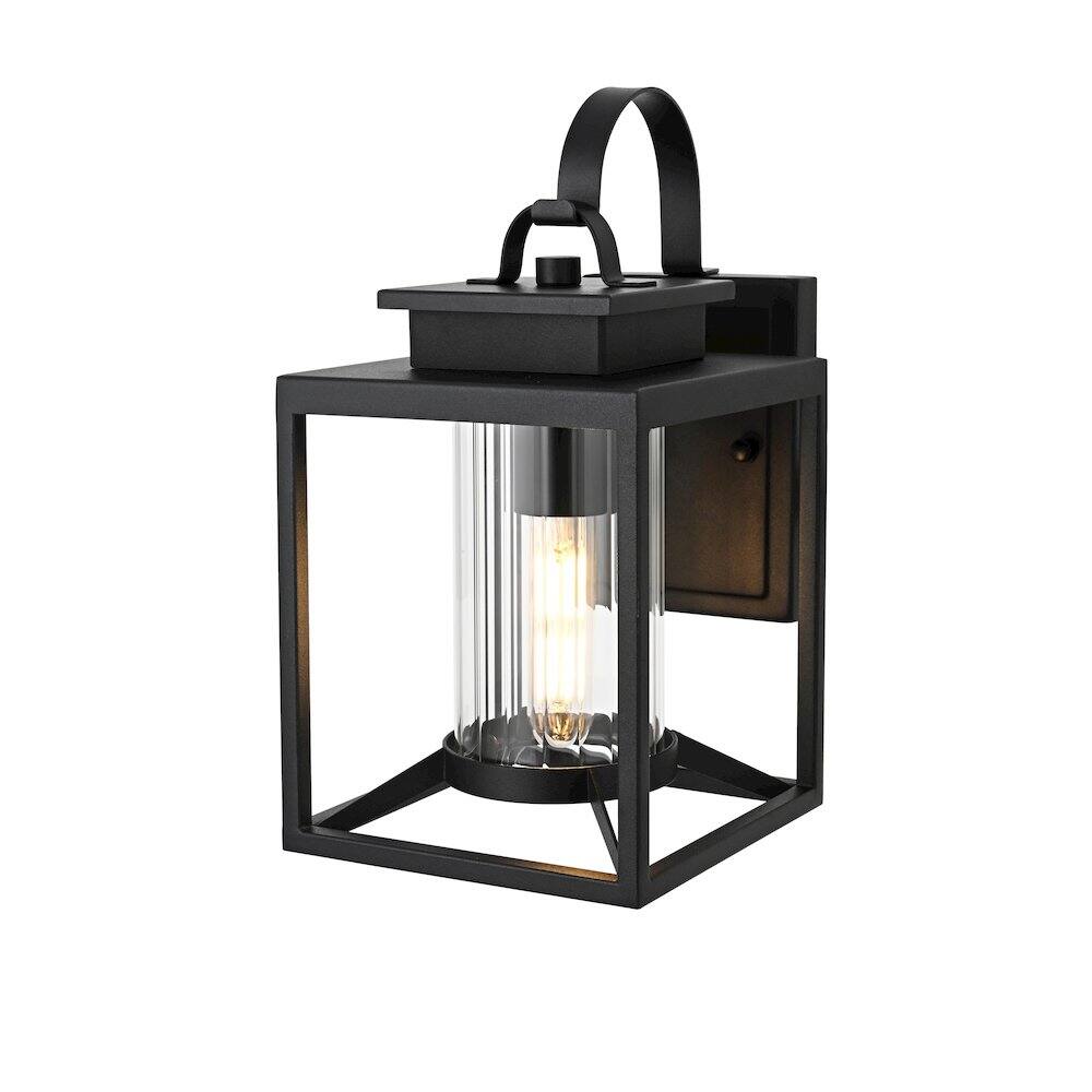 Angle. Elegant Lighting - Witte 7 inch Outdoor Pendant in Black - Black.