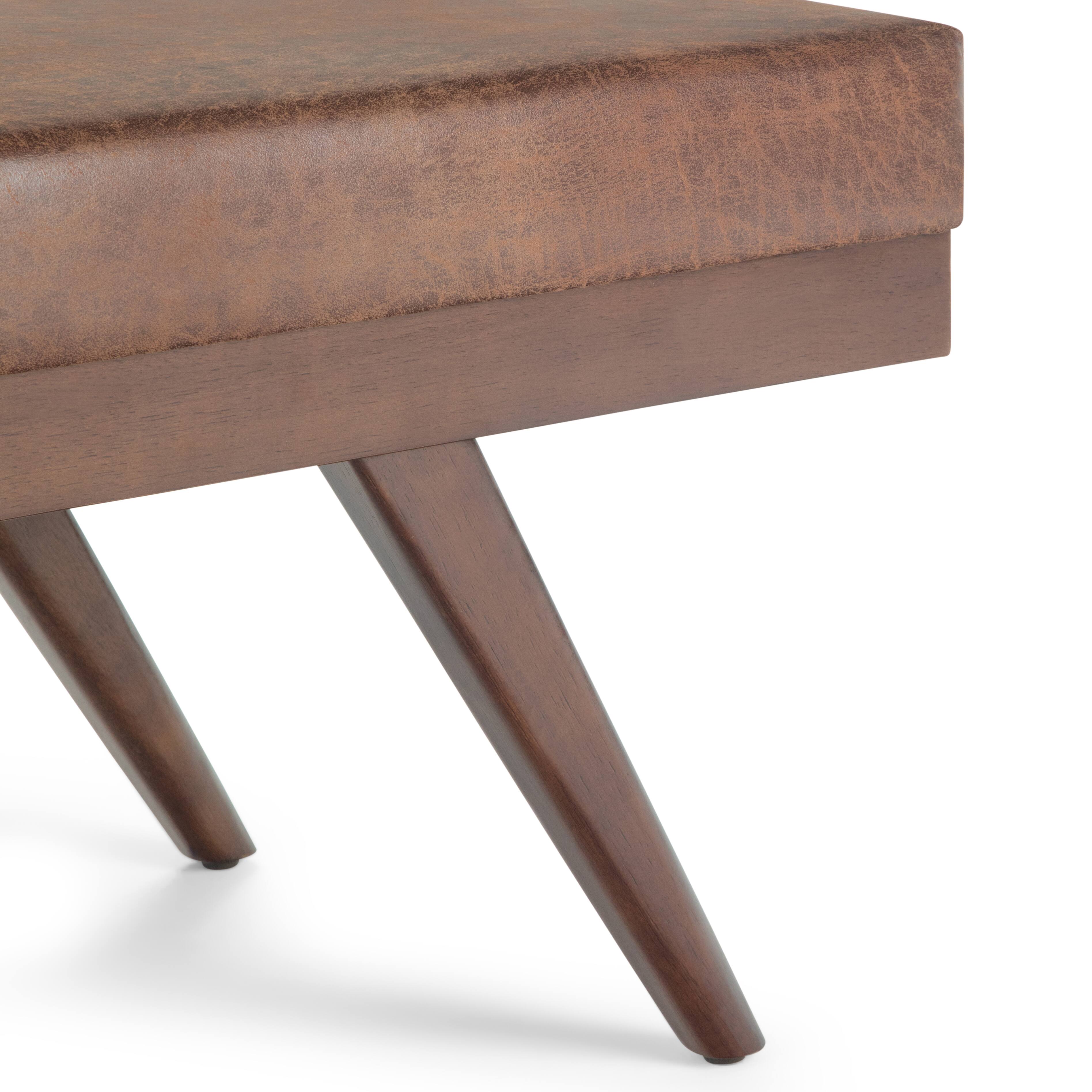 Alt View 16. Simpli Home - Chanelle Mid Century Ottoman Bench - Distressed Umber Brown.