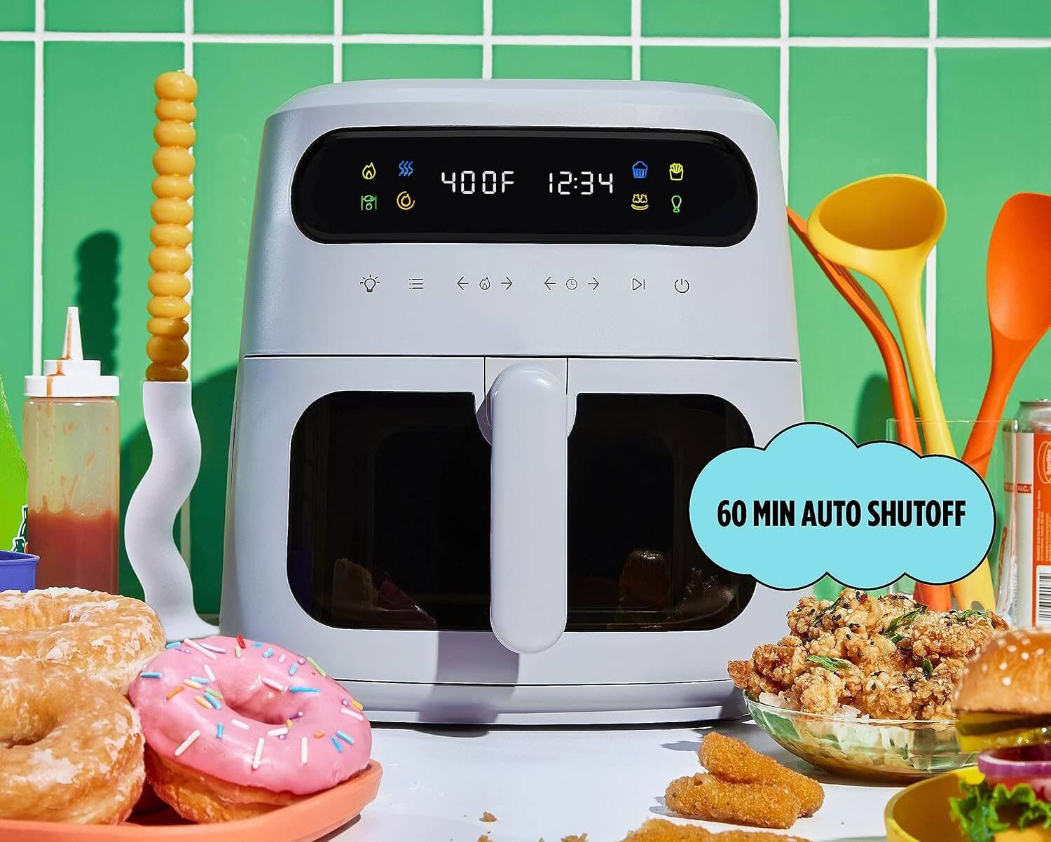 T 400F 12:34 00 iii OJ V 60 MIN AUTO SHUTOFF