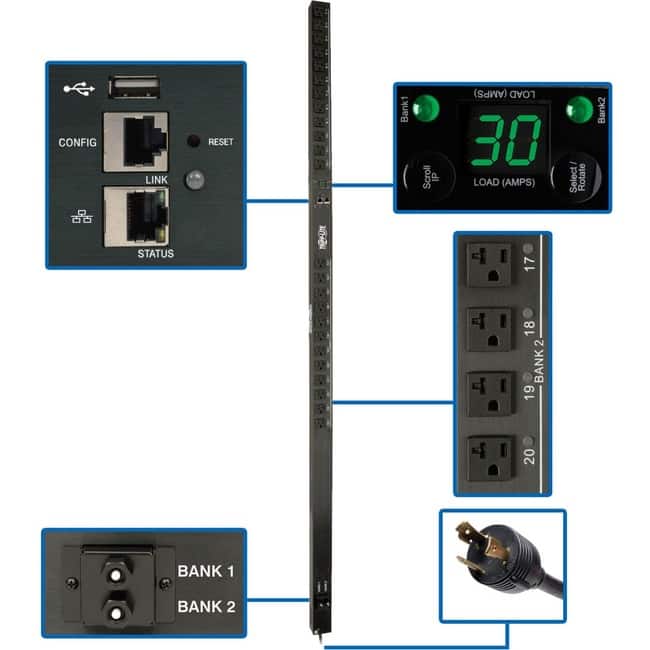 Tripp Lite - by Eaton PDU 2.9kW Single-Phase Switched PDU - LX Interface 120V Outlets (24 5-15/20R) 10 ft. (3.05 m) Cord - Black price history on PriceWatchPro