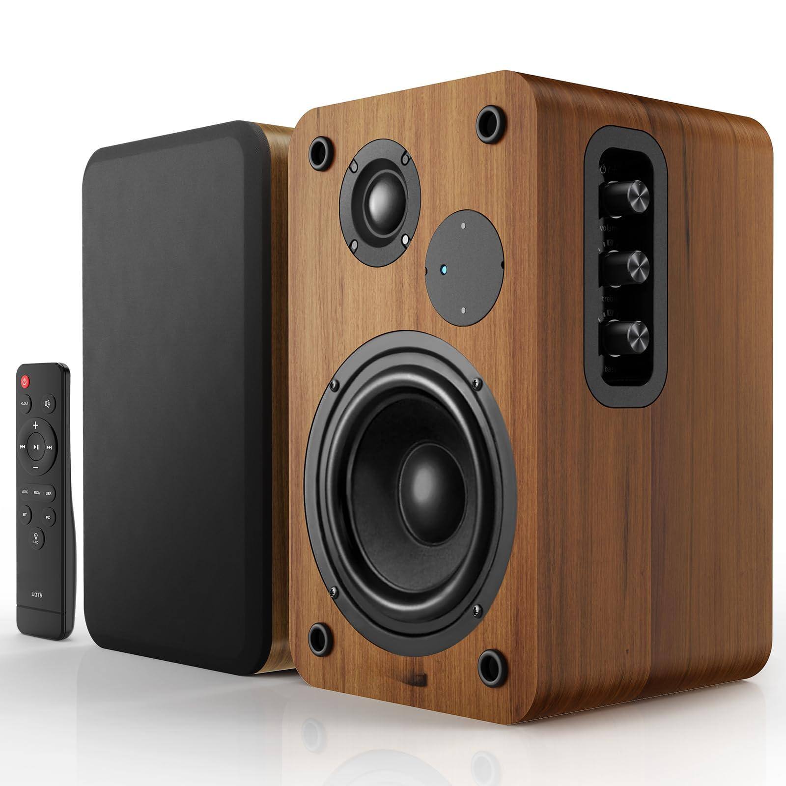 Cedar Assembly - Active Bookshelf Speakers 36w Rms - Bt 5 4 Wireless With Woofer Silk Dome Tweeter Pc Usb Digital Audio St - Default