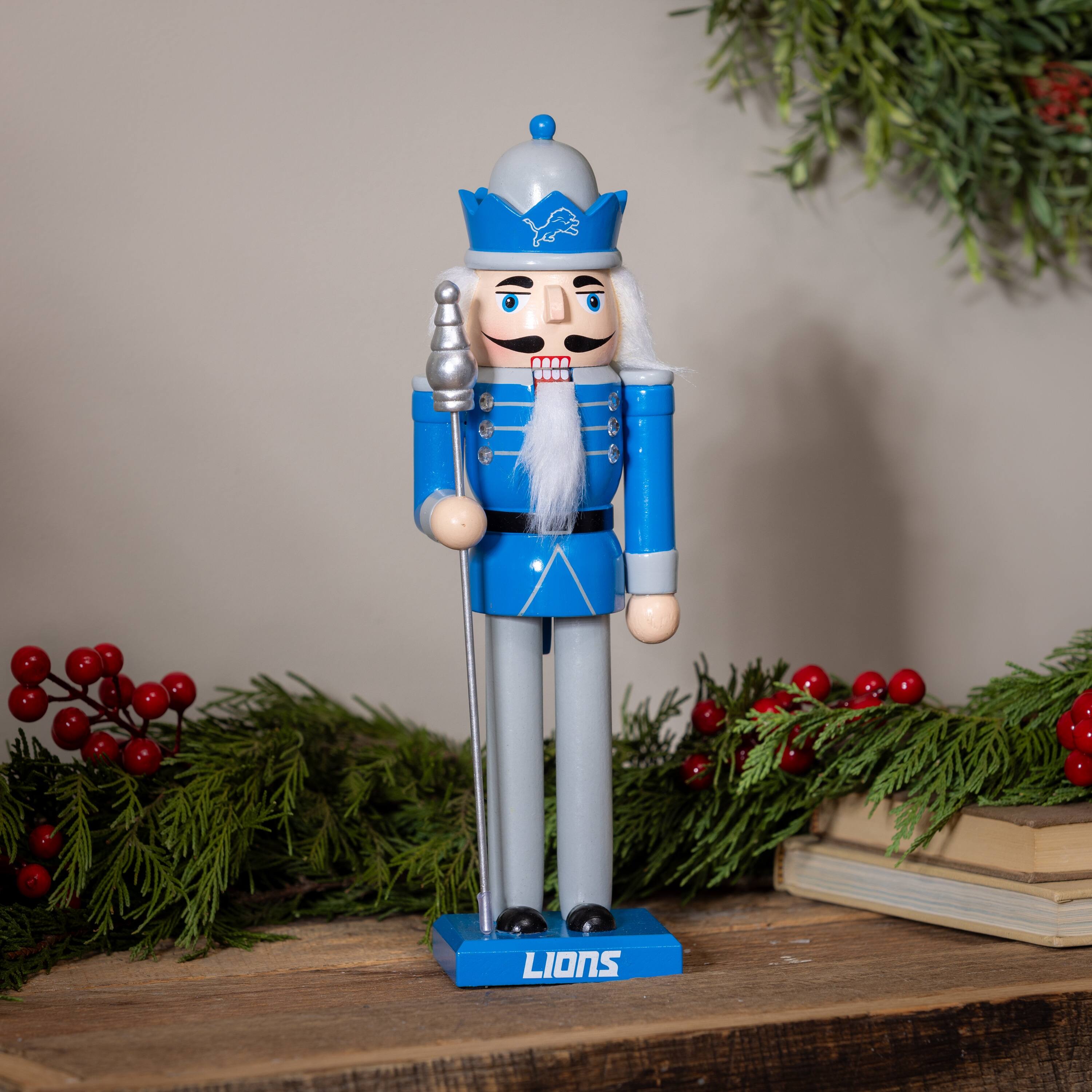 Alt View 2. Evergreen Enterprises - Detroit Lions 12" Wooden Nutcracker Statue - Multicolor.
