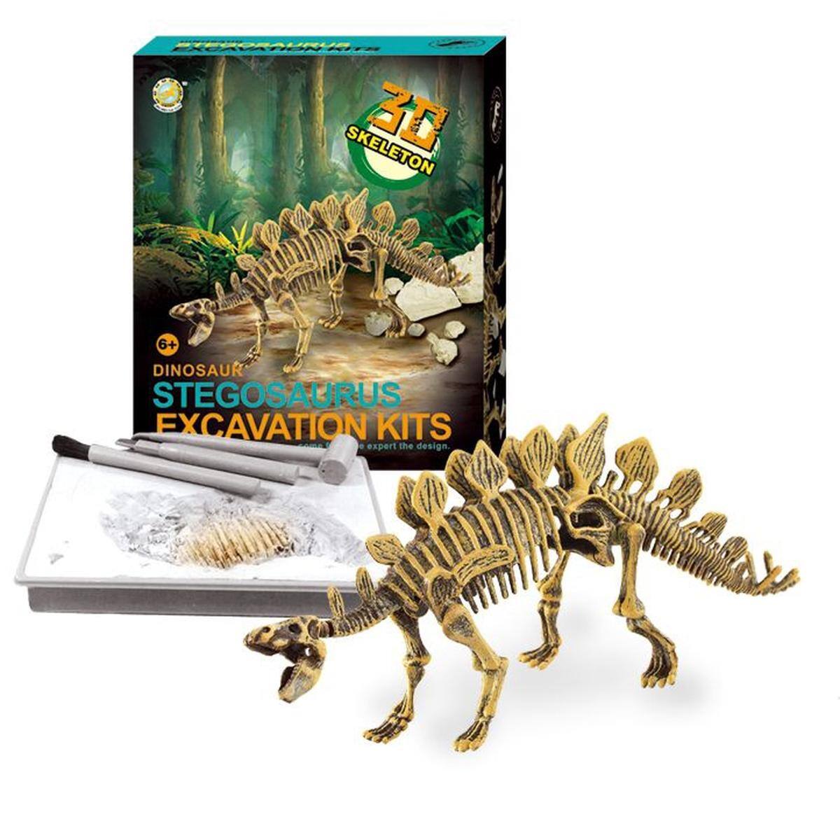 JuzToys - Dinosaur Stegosaurus Dino Skeleton Fossil Excavation Kit Toy - Multi