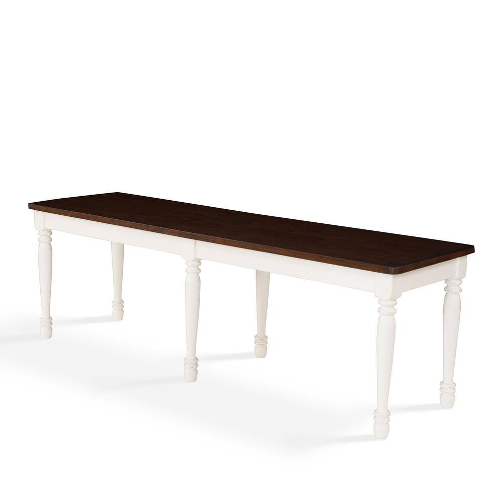 Back. Crosley Furniture - Shelby Dining Bench - Distressed White.