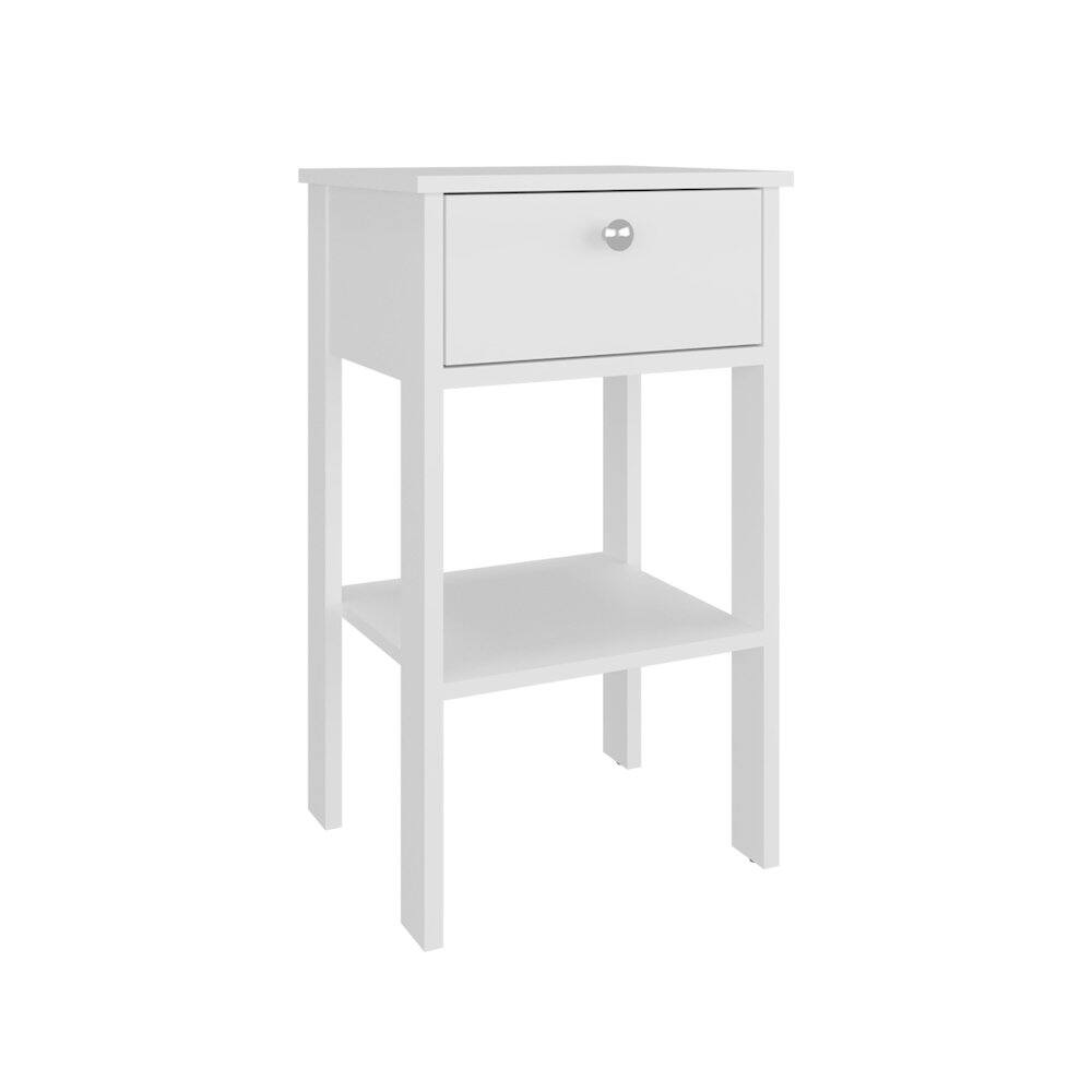 TuHome - Newcastle Nightstand With One Drawer And Open Shelf, Modern Bedside Table - White