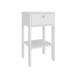TuHome - Newcastle Nightstand With One Drawer And Open Shelf, Modern Bedside Table - White