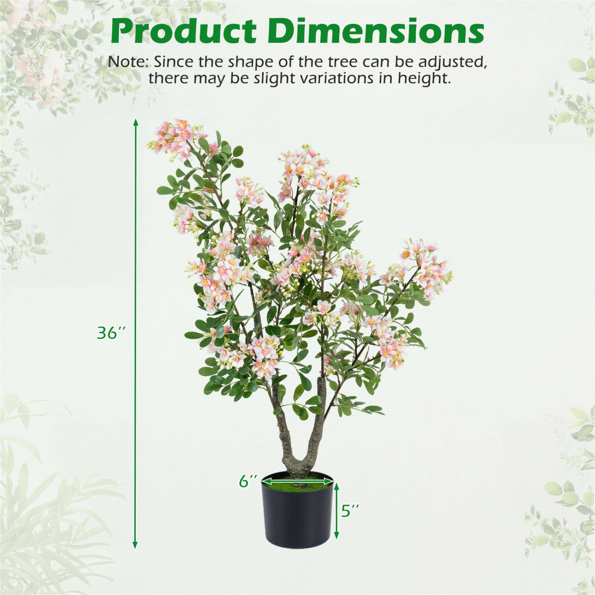 Product Dimensions

Note: Since the shape of the tree can be adjusted, there may be slight variations in height.

36"
6"
5"