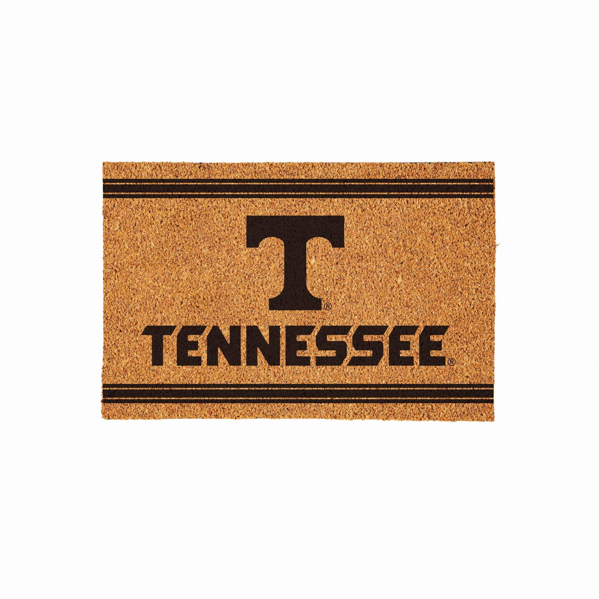 Front. Evergreen Enterprises - Tennessee Volunteers 24" x 36" Outdoor Monochrome Team Logo Coir Mat - Brown.