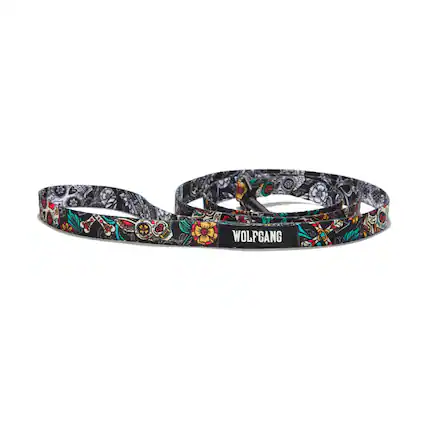 Front. WOLFGANG PET - Wolfgang Multicolored LosMuertos Polyester Dog Leash Small/Medium - Multicolored.