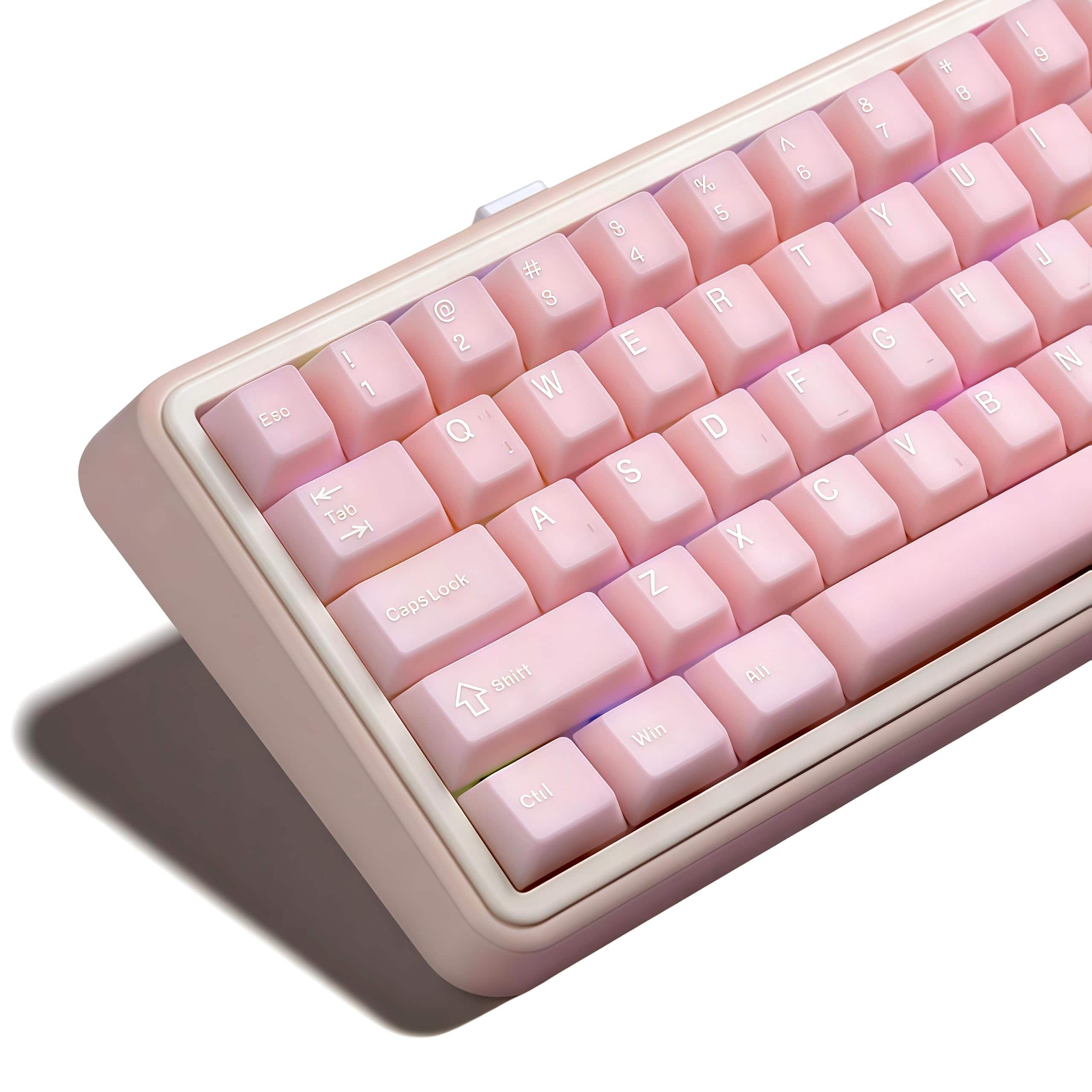 Stylel Star - Pink Jade Keycaps Double Shot Pbt Crystal Set Ceramic Custom Keycap Translucent Cherry Profile Key Caps For - Pink Jade (121 key)