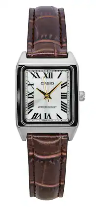Casio - Standard Analog Leather Strap Dial Quartz LTP-V007L-9B Ladies Watch - Silver
