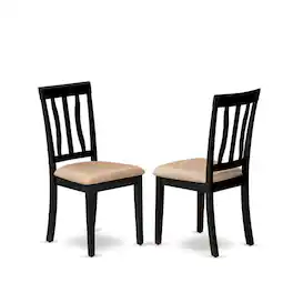 East West Furniture - Antique Dining Chairs - Linen Fabric Upholstered Wood Chairs - Black & Cherry