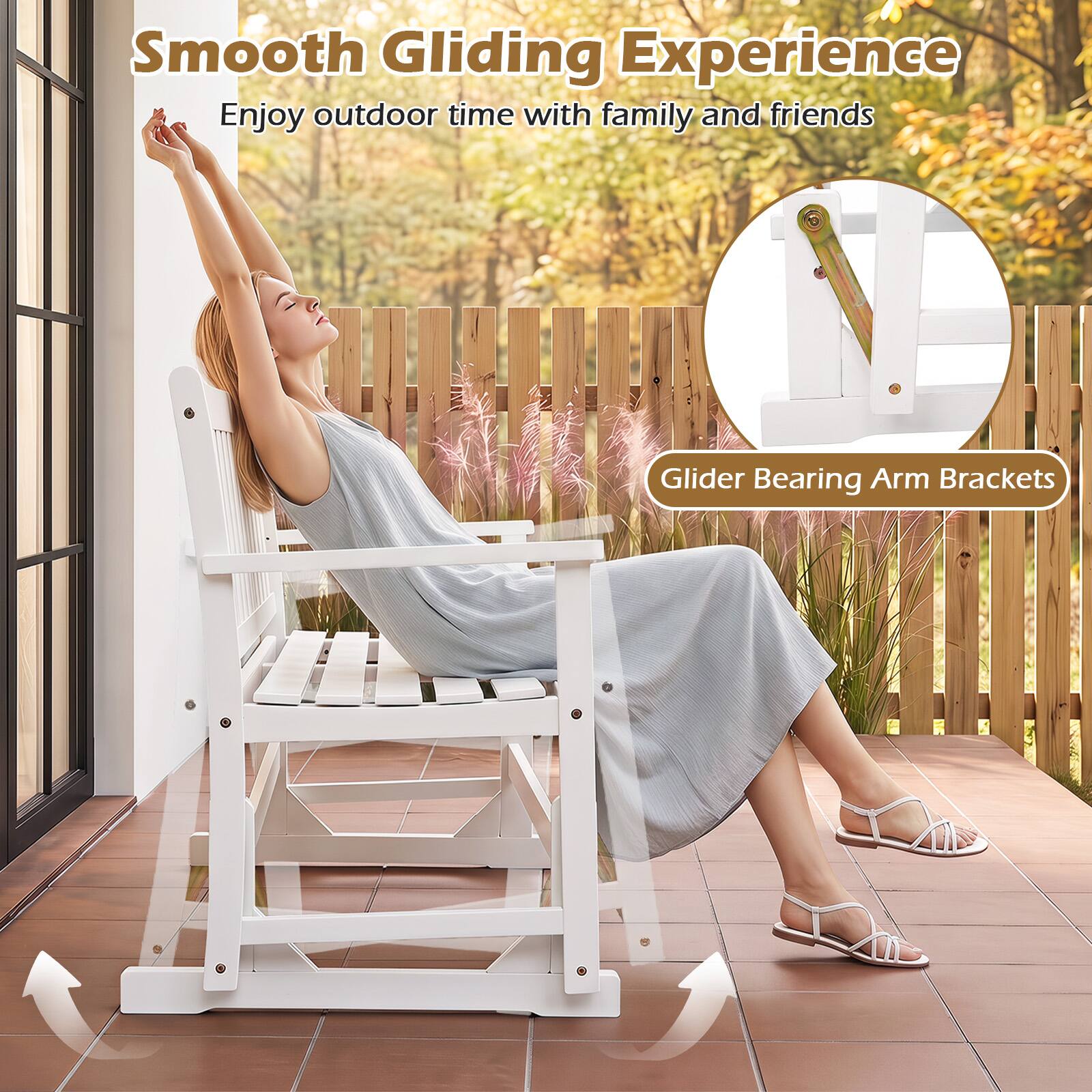 Smooth Gliding Experience  
Enjoy outdoor time with family and friends  
Glider Bearing Arm Brackets