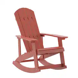 Emma + Oliver - Classic All-Weather Poly Resin Rocking Adirondack Chair with Stainless Steel Hardware for Year Round Use - Red