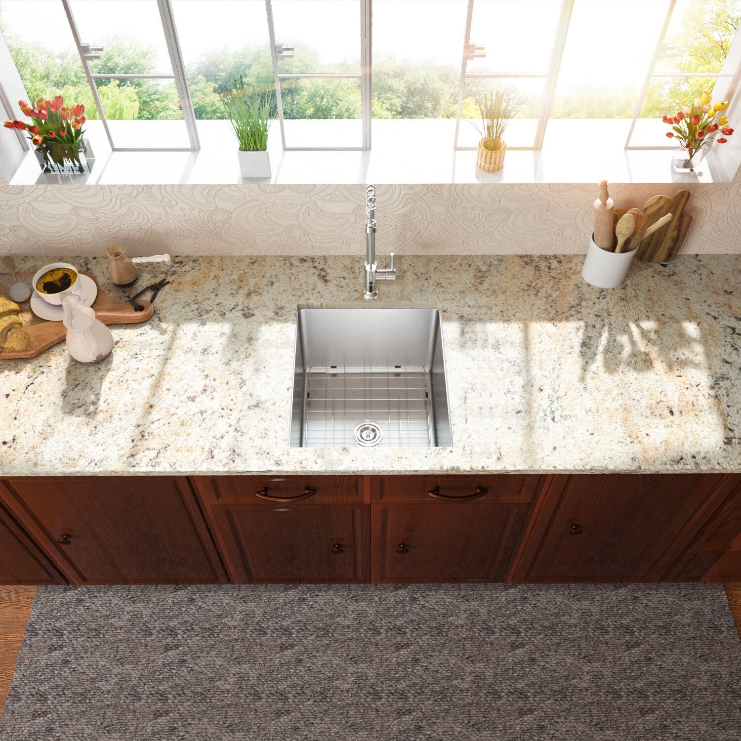 Alt View 1. Lordear - 17x19x10 Inch Undermount kitchen Sink Under Mount 16 Gauge T304 Stainless Steel Single Bowl sink - Stainless steel.