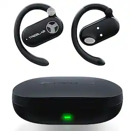 TREBLAB - X-Open - True Open Ear Wireless Earbuds, Lightweight, Behind-Ear Fit, Immersive Sound, Dual Mic for Calls, 40H Playtime - Black
