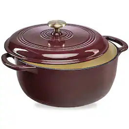 Best Choice Products - 7.5 Quart Enamel Cast-Iron Dutch Oven, Heavy-Duty Cookware w/ Dual Handles, Lid - Cabernet Red