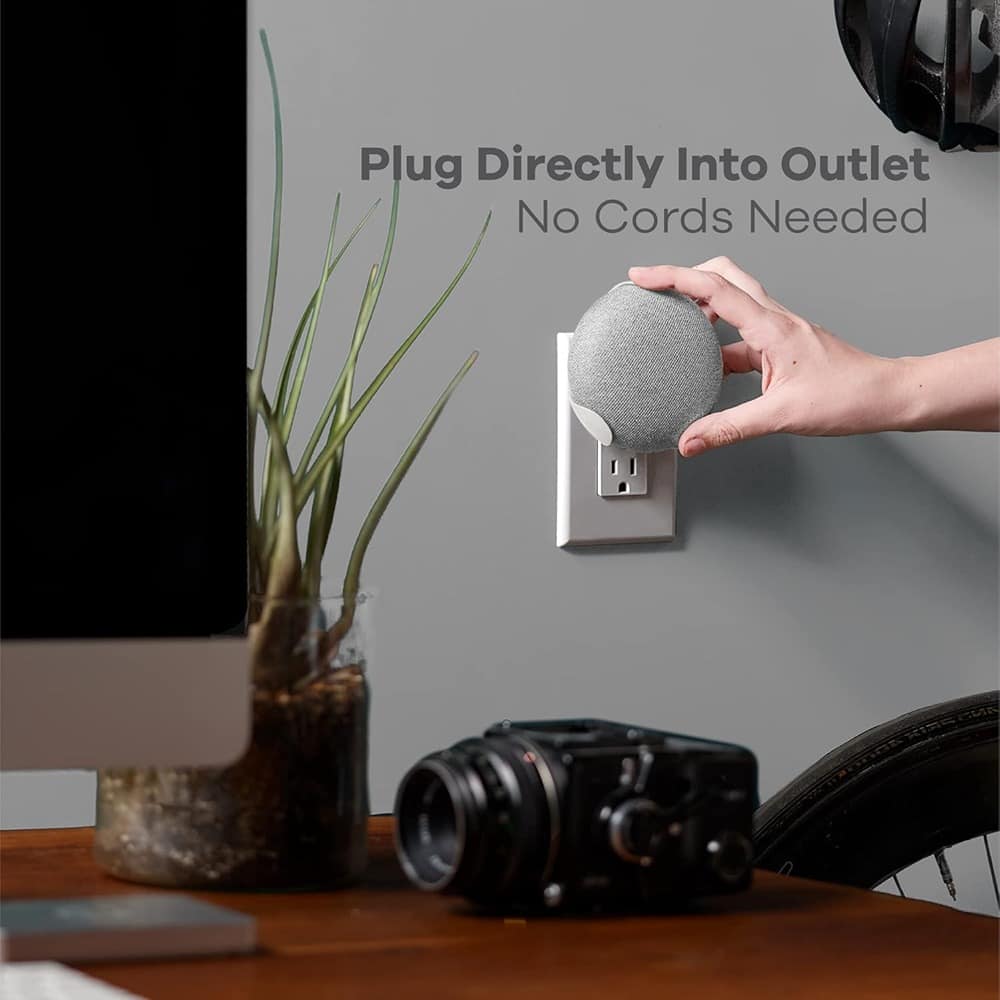 RTMB - PowerClip Outlet Mount for Google Nest Mini 2nd Gen, Space-Saving, Chalk