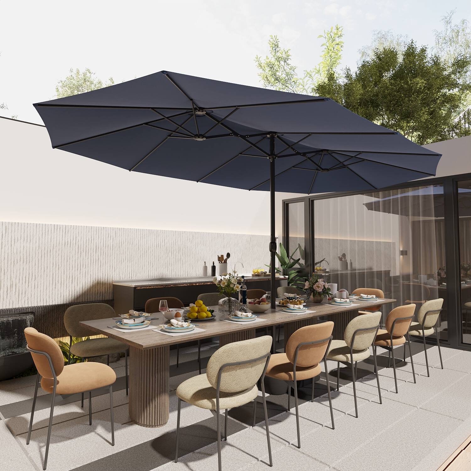 Alt View 4. FUFU & GAGA - FUFU&GAGA Extra - Large Patio Umbrella: Ultimate Shade for Outdoor Spaces - Dark Blue.