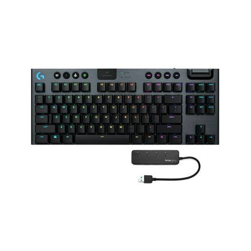 Angle. Logitech - Logitech G915 TKL Wireless Mechanical Gaming Keyboard (Black) with 4-Port USB - Black.
