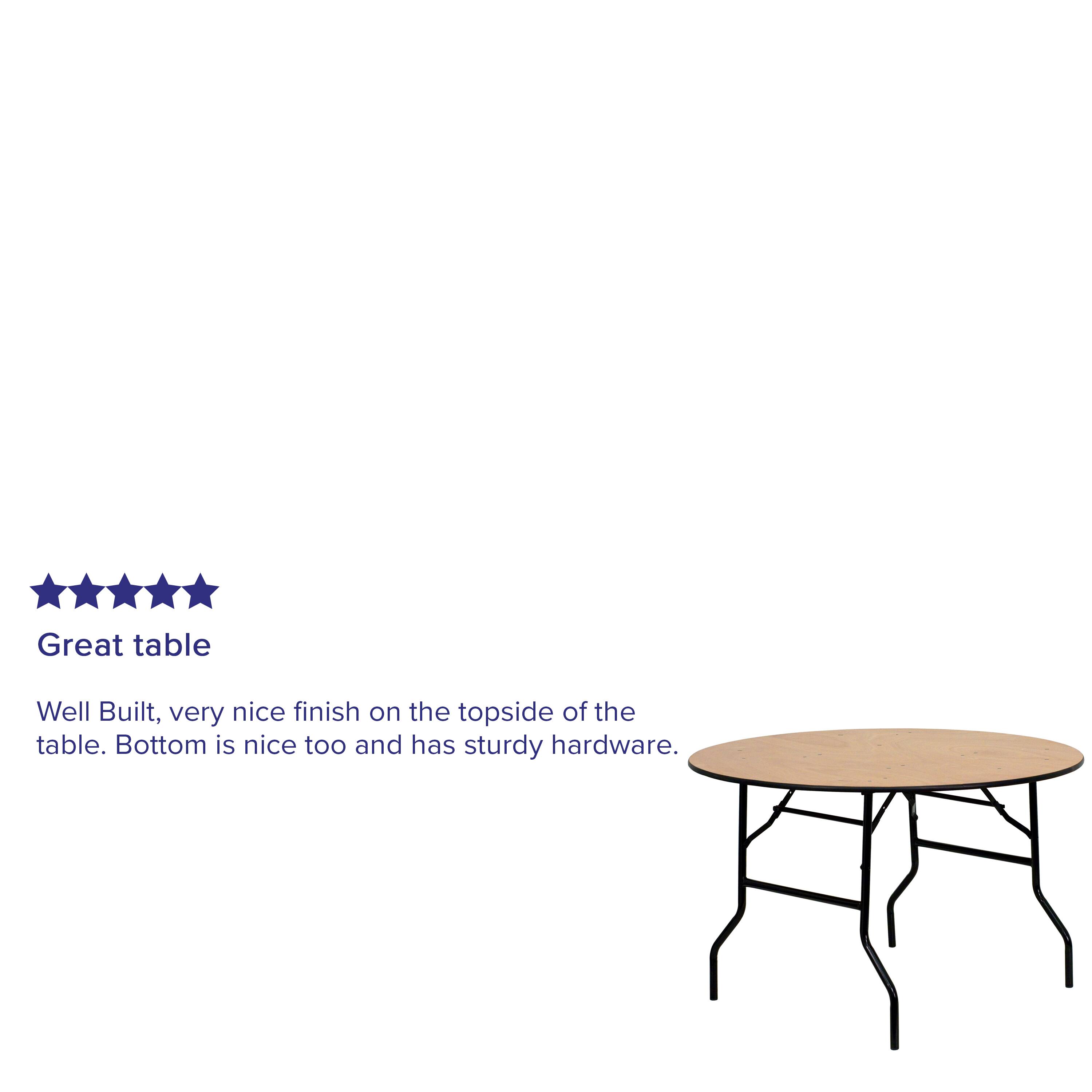Alt View 13. Alamont Home - 4-Foot Round Wood Folding Banquet Table with Clear Coated Finished Top - Natural.