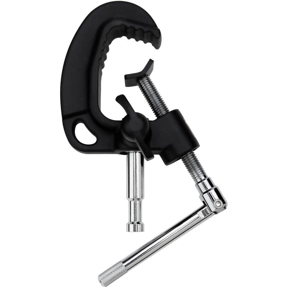 Lectronify - Aluminum Pipe Clamp w 5/8" Baby Pin, 220lb Capacity Safety Cable for Studio Lighting Mounting and Overhead Mounting - Black