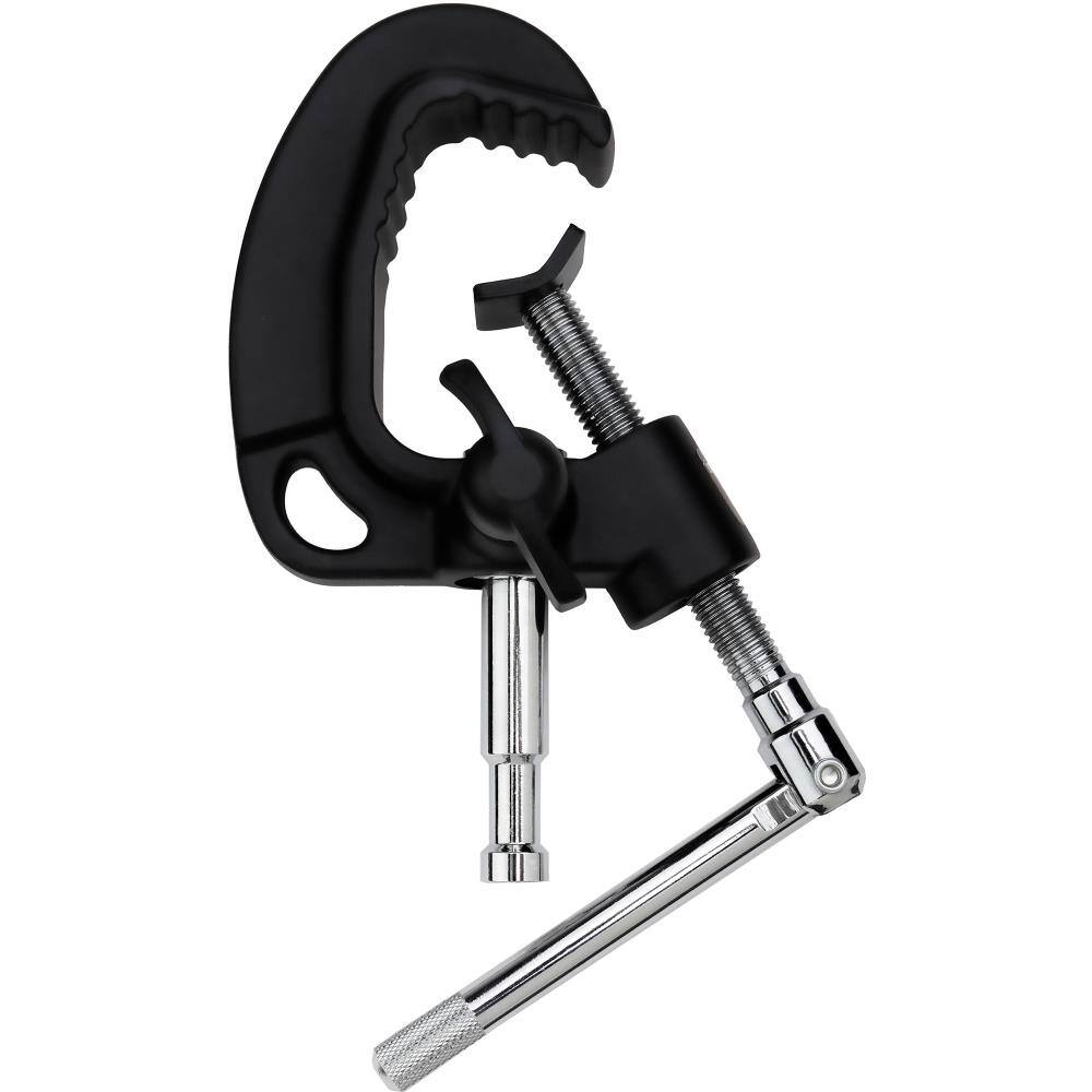 Front. Lectronify - Aluminum Pipe Clamp w 5/8" Baby Pin, 220lb Capacity Safety Cable for Studio Lighting Mounting and Overhead Mounting - Black.