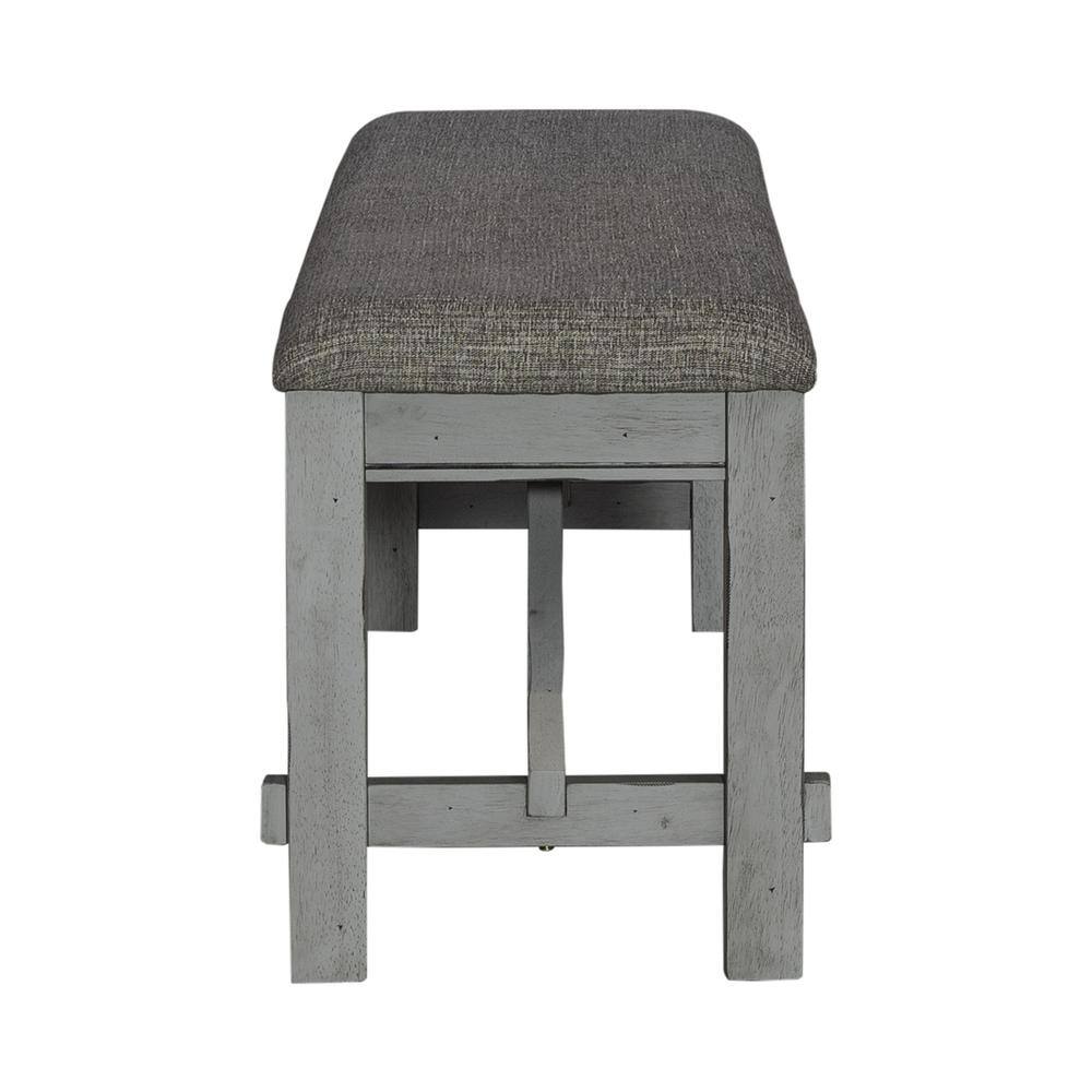 Angle. Liberty Furniture Industries - Dining Bench Transitional Grey in Smokey Grey Finish w/ Carbon Grey Tops - Grey.
