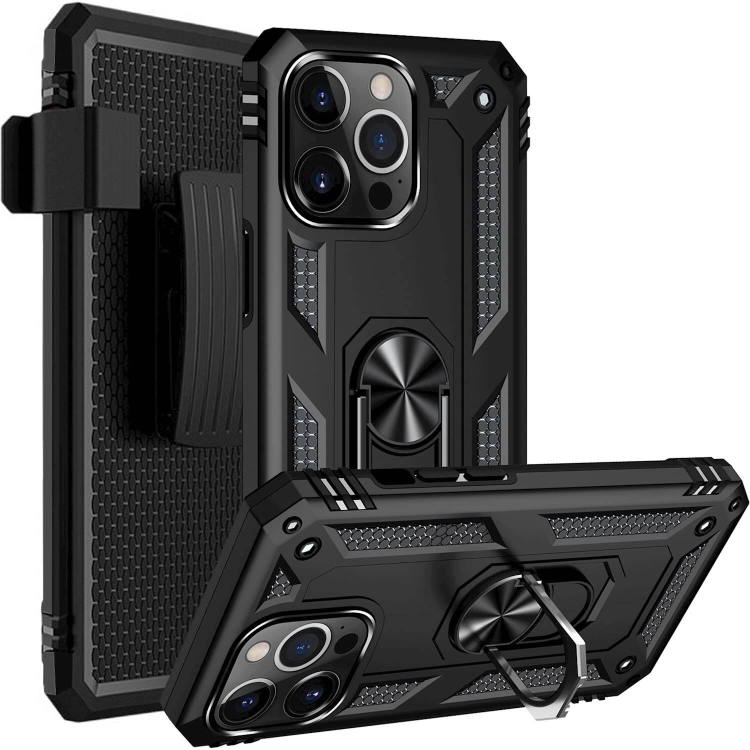 Alt View 13. SaharaCase - Kickstand with Belt Clip Case for Apple iPhone 13 Pro - Black.