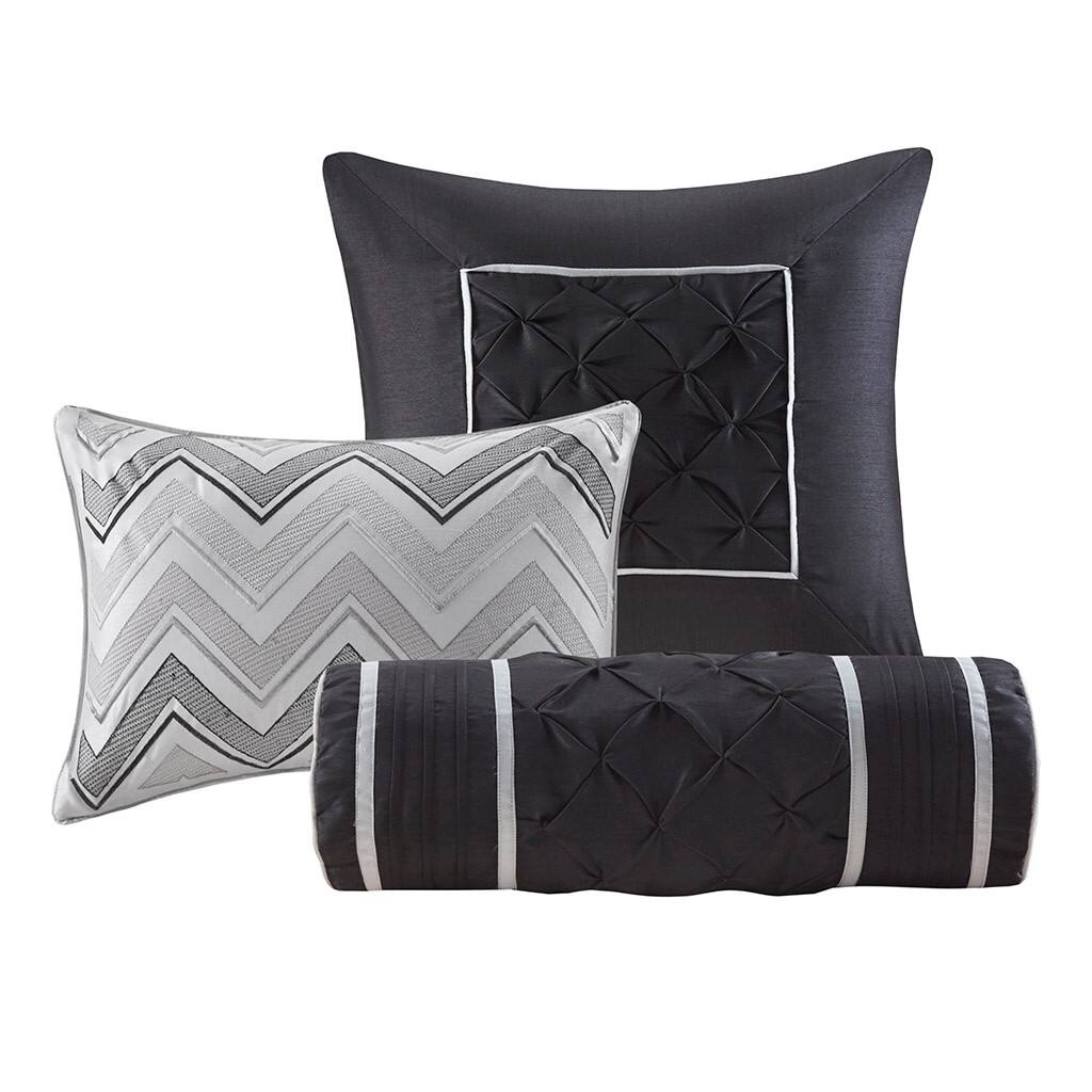 Alt View 3. Gracie Mills - Gracie Mills Shelby 7-Piece Padded Comforter Set - Grey.
