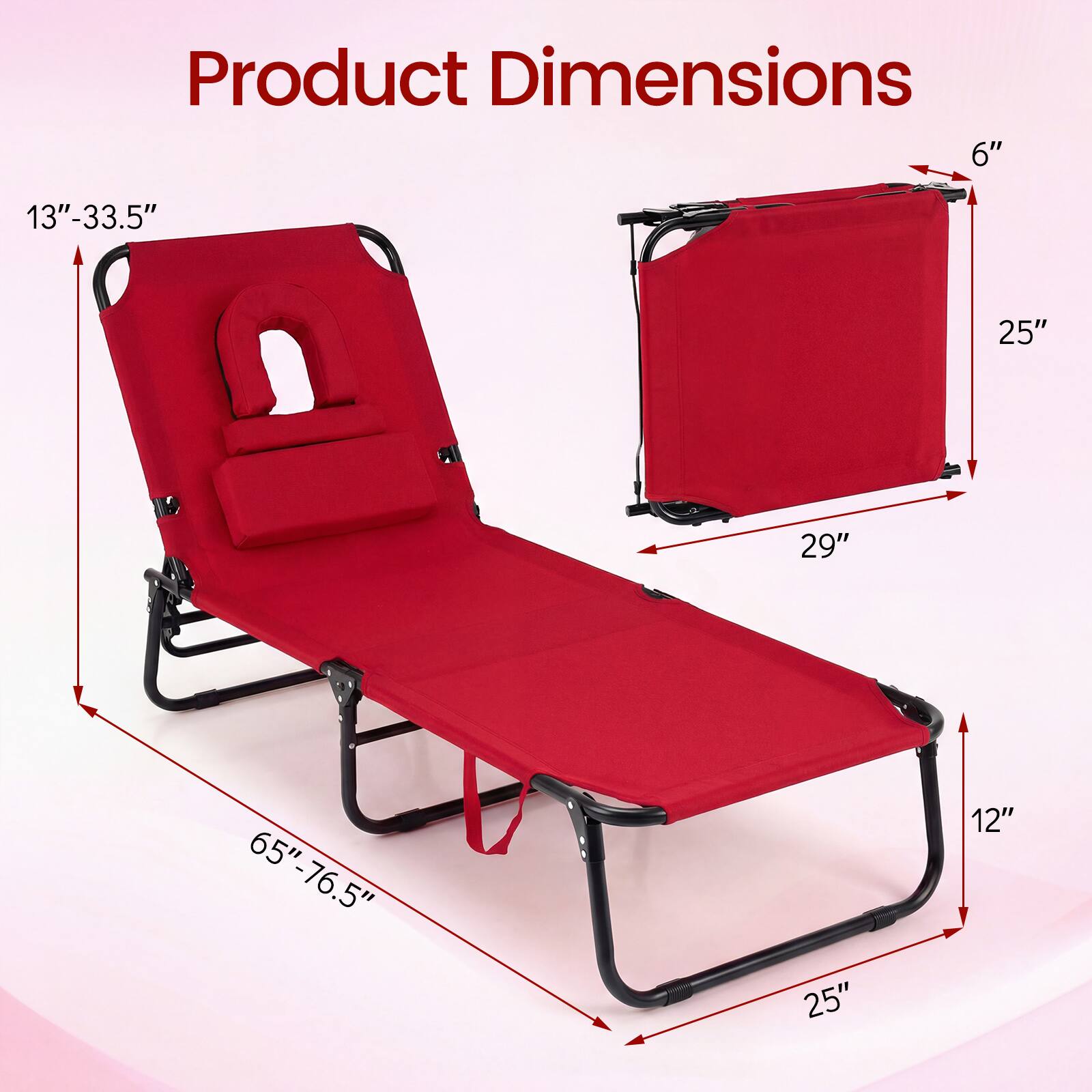 Product Dimensions: 6" x 13"-33.5" x 25" x 29" x 65"-76.5"