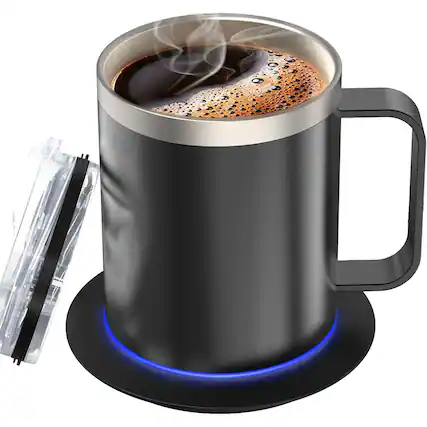 Front. Schertz - Self-Heating Coffee Mug, USB Powered, 131°F, Temperature Control - Black.