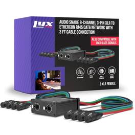 Lyxpro - 8-Channel Female XLR Audio Snake to RJ45 Ethercon, 3FT Shielded Cable for Stage & Studio Use - Black