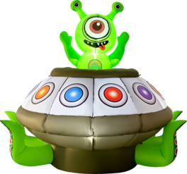 GOOSH Inflatables - GOOSH 5.2FT Animated Inflatable Alien in UFO – Light-Up Halloween Yard Decoration - Green